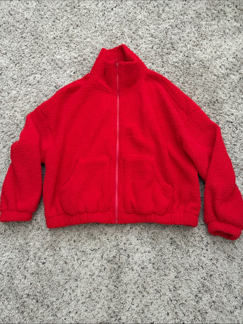 Old Navy Red Sherpa Zip-Up Jacket